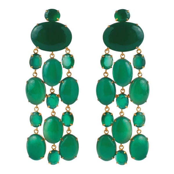 Bounkit NY Green Onyx Cascade Chandelier Earrings as seen on Real Housewives of Miami Maryisol