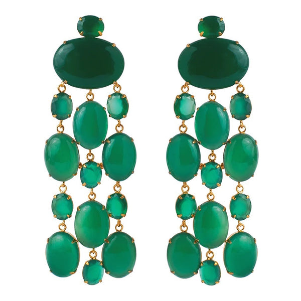 Green Cascade Statement Earrings HAUTEheadquarters