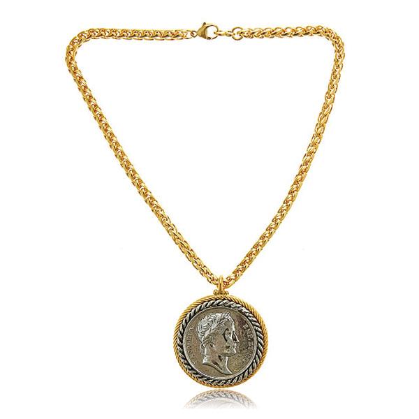 Kenneth Jay Lane Housewife Coin Necklace 