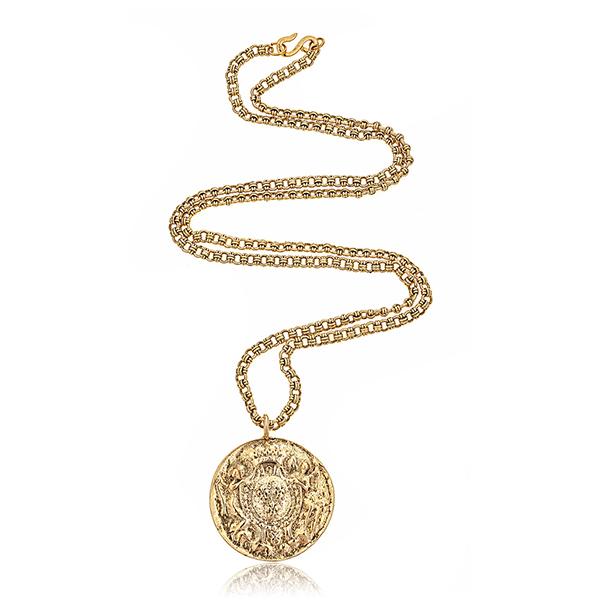 Kenneth Jay Lane Coin Necklace on gold chain