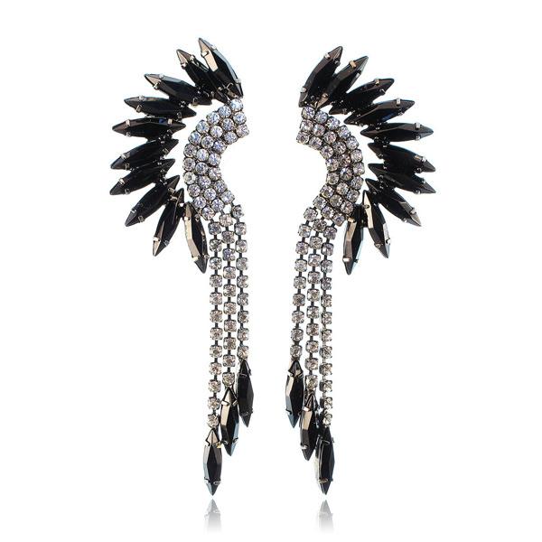 Elizabeth Cole Black and Crystal Mohawk Earrings 
