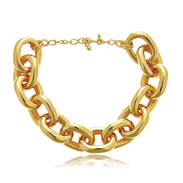 Kenneth Jay Lane Polished Gold Link Necklace with large links