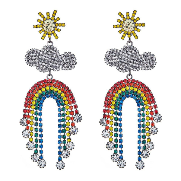 Elizabeth Cole Crystal Rainbow Earrings 