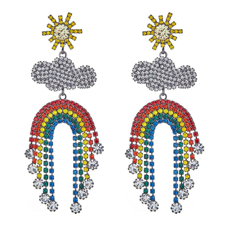 Elizabeth Cole Crystal Rainbow Earrings 