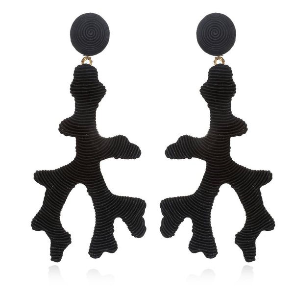 Suzanna Dai Coral Branch Seychelles Earrings in black silk