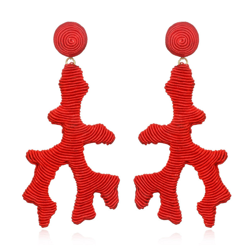 Suzanna Dai Silk Red Seychelles Coral Earrings 