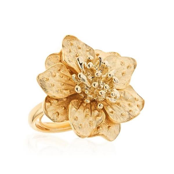 Kenneth Jay Lane Gold Dogwood Flower Ring 