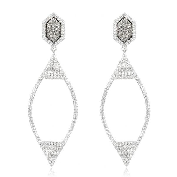 Silver Druzy Pave Earrings Image