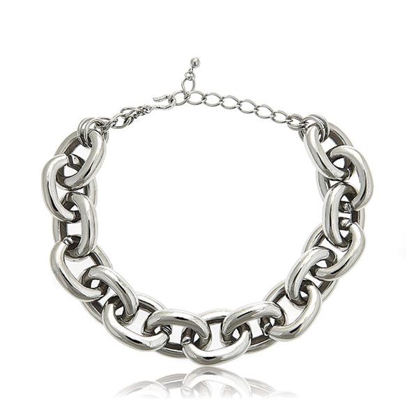 Kenneth Jay Lane Silver Link Necklace in high polish sillver