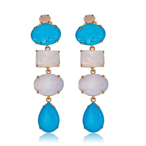 Bounkit Convertible Turquoise Chalcedony Earrings 