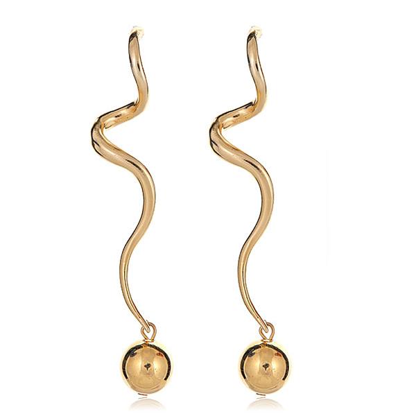 Kenneth Jay Lane Gold Swirl Ball Drop Earrings