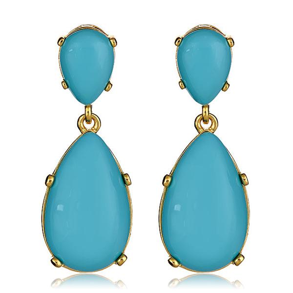 Kenneth Jay Lane Turquoise Cabochon Earrings in gold plated setting