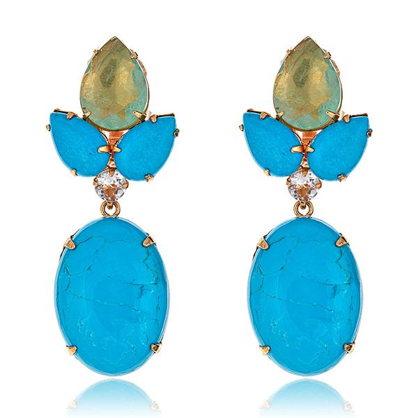 Bounkit Semi precious Turquoise Fluorite Earrings 