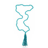 Kenneth Jay Lane Beaded Turquoise Tassel Necklace with enamel topper