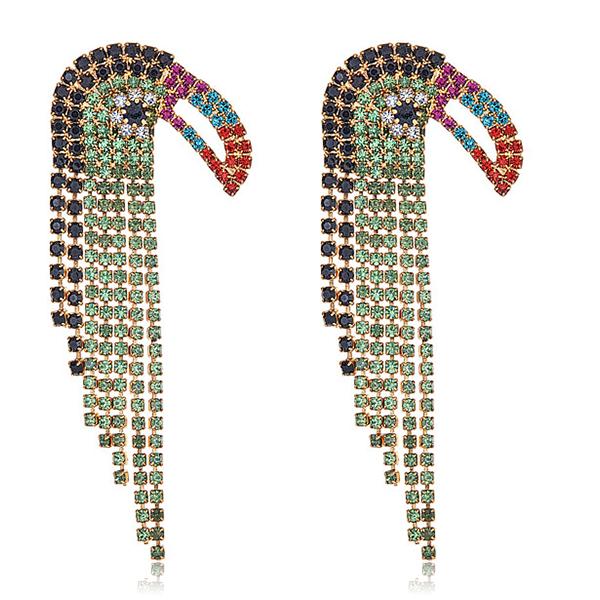 Elizabeth Cole Tweetie Bird Parrot Head Earrings in crystals