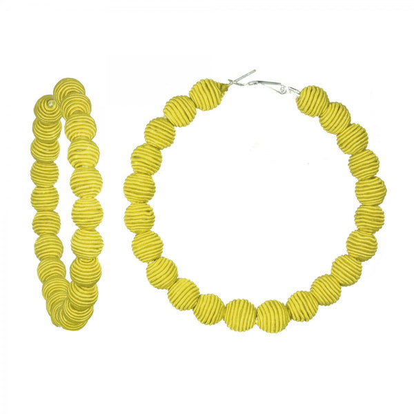Yellow Silk Hoop Earrings Image